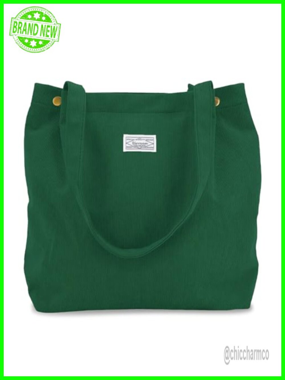 Corduroy Tote Bag with Inner Pockets Lightweight Cute Go-To Bag